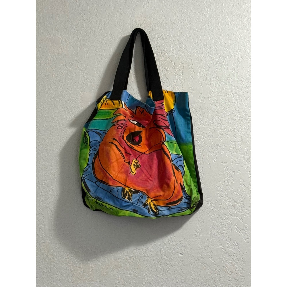 Katsui Studio Australia Large Canvas Tote Bag Dog Colorful RARE